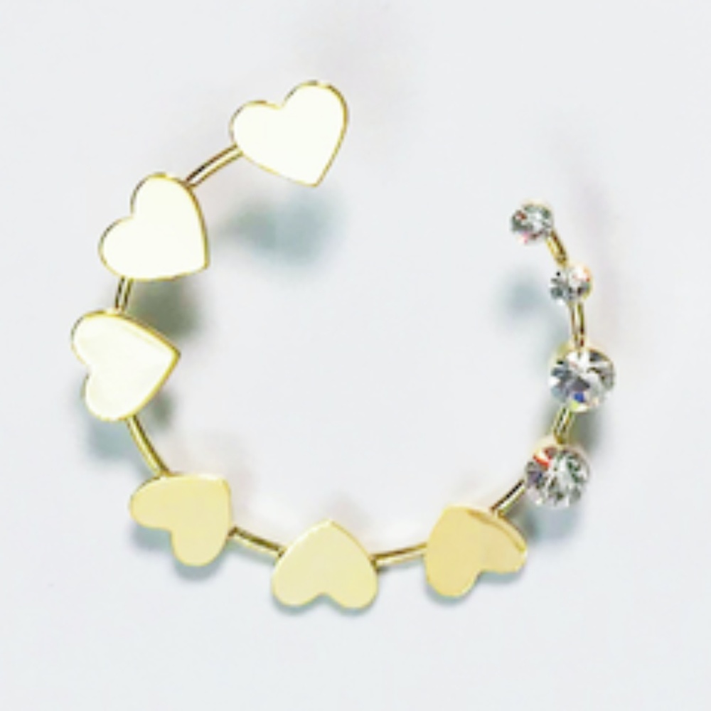 Gold Heart Hoop Earring with Rhinestone Accent